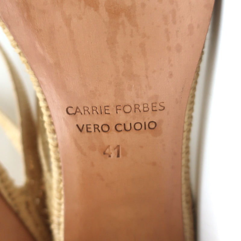 Carrie Forbes Salah Raffia Sandals Natural Size 41 High Heel Mules