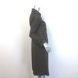 Sandro Even Checked Trench Coat Olive Brown/Navy Size 36 NEW