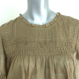 Isabel Marant Etoile Layona Top Olive Cotton Size 36 Flutter Sleeve Blouse