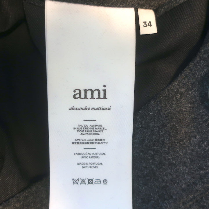AMI Cropped Military Jacket Charcoal Virgin Wool Size 34