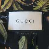 Gucci Tropical Floral Print Silk Pants Black Size 38