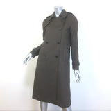 Sandro Even Checked Trench Coat Olive Brown/Navy Size 36 NEW