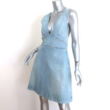 Stella McCartney Anne Crisscross-Back Denim Mini Dress Light Blue Size 44