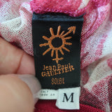 Jean Paul Gaultier Soleil Blouson Dress White/Red Floral Print Mesh Size Medium