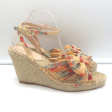 Loeffler Randall Charley Floral Knotted Espadrille Wedge Sandals Size 10.5 NEW