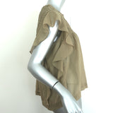 Isabel Marant Etoile Layona Top Olive Cotton Size 36 Flutter Sleeve Blouse