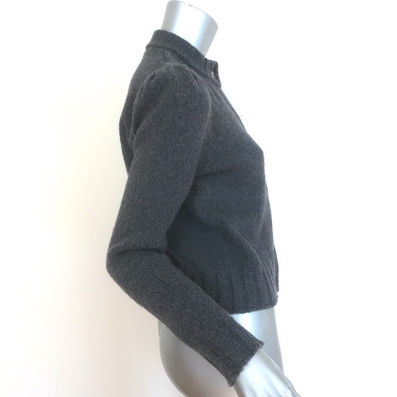 G. Label by goop Puff Sleeve Cardigan Gray Virgin Wool Size Small