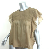 Isabel Marant Etoile Layona Top Olive Cotton Size 36 Flutter Sleeve Blouse