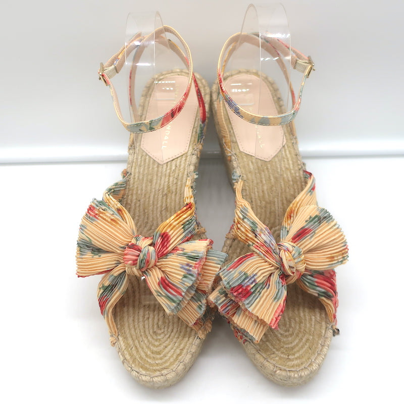 Loeffler Randall Charley Floral Knotted Espadrille Wedge Sandals Size 10.5 NEW
