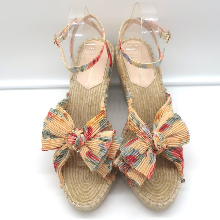 Loeffler Randall Charley Floral Knotted Espadrille Wedge Sandals Size 10.5 NEW