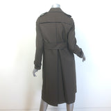 Sandro Even Checked Trench Coat Olive Brown/Navy Size 36 NEW