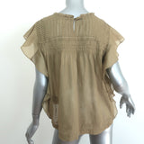 Isabel Marant Etoile Layona Top Olive Cotton Size 36 Flutter Sleeve Blouse