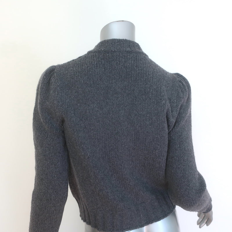 G. Label by goop Puff Sleeve Cardigan Gray Virgin Wool Size Small