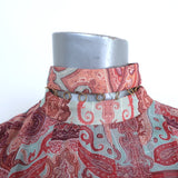 Zimmermann Ring-Embellished Turtleneck Dress Paisley Print Chiffon Size 2