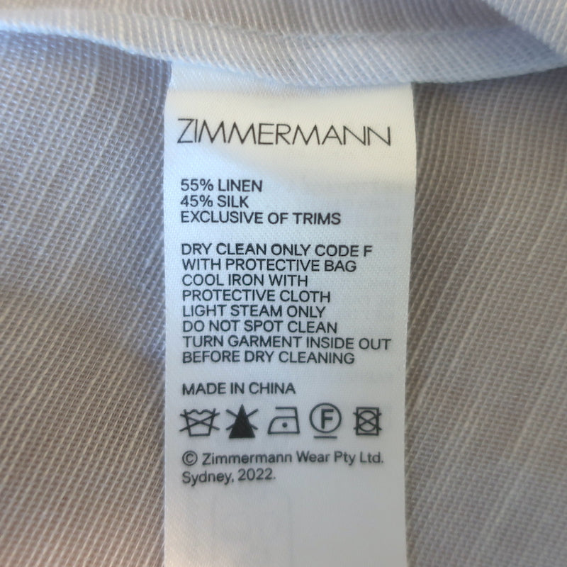 Zimmermann Luminosity Lantern Blouse Sky Blue Size 1 Blouson-Sleeve Top