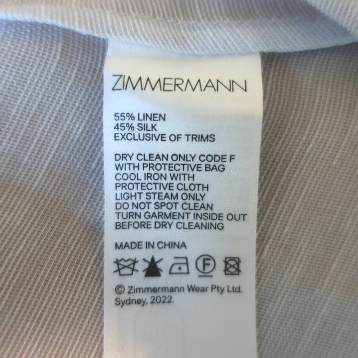 Zimmermann Luminosity Lantern Blouse Sky Blue Size 1 Blouson-Sleeve Top