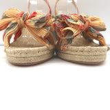 Loeffler Randall Charley Floral Knotted Espadrille Wedge Sandals Size 10.5 NEW