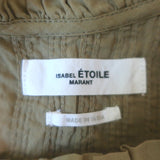 Isabel Marant Etoile Layona Top Olive Cotton Size 36 Flutter Sleeve Blouse