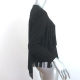 MOTHER The Welt Double Fringe Jacket Black Faux Suede Size Small