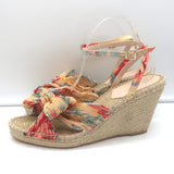 Loeffler Randall Charley Floral Knotted Espadrille Wedge Sandals Size 10.5 NEW