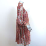 Zimmermann Ring-Embellished Turtleneck Dress Paisley Print Chiffon Size 2