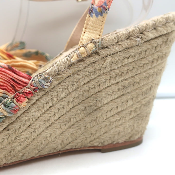 Loeffler Randall Charley Floral Knotted Espadrille Wedge Sandals Size 10.5 NEW