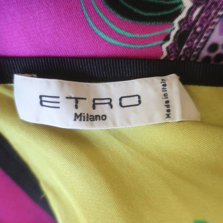 Etro Handkerchief Hem Maxi Dress Multicolor Printed Silk Twill Size 42