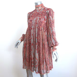 Zimmermann Ring-Embellished Turtleneck Dress Paisley Print Chiffon Size 2