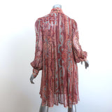 Zimmermann Ring-Embellished Turtleneck Dress Paisley Print Chiffon Size 2