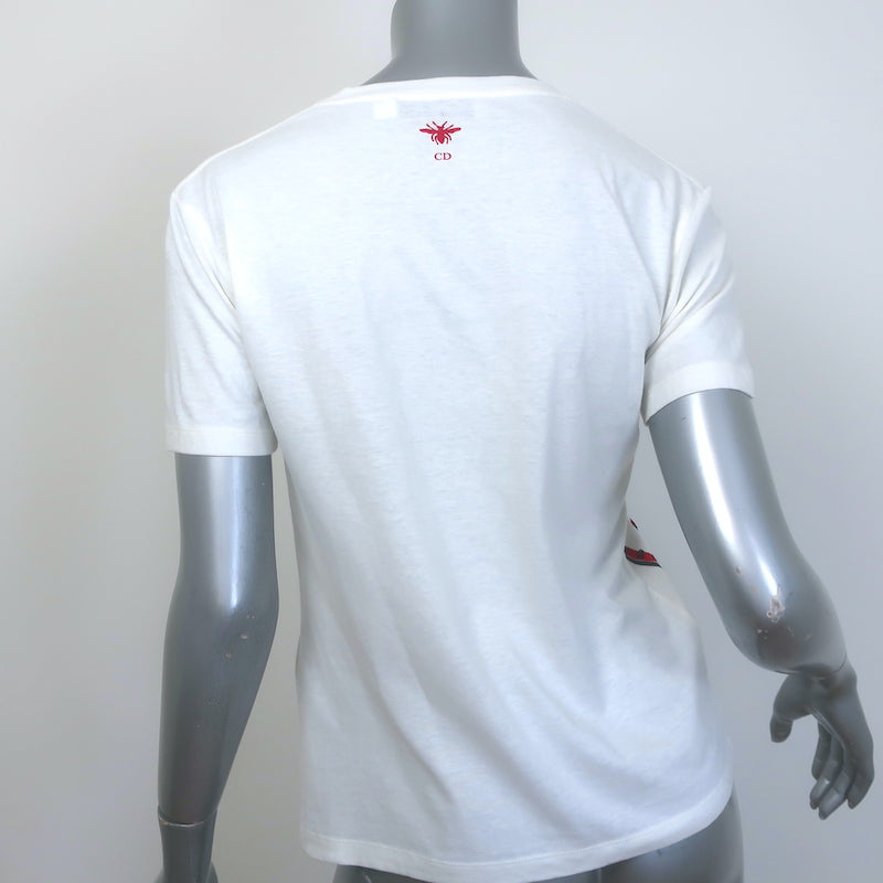 Christian Dior Beaded &amp; Sequin-Embellished T-Shirt White Size Extra Small