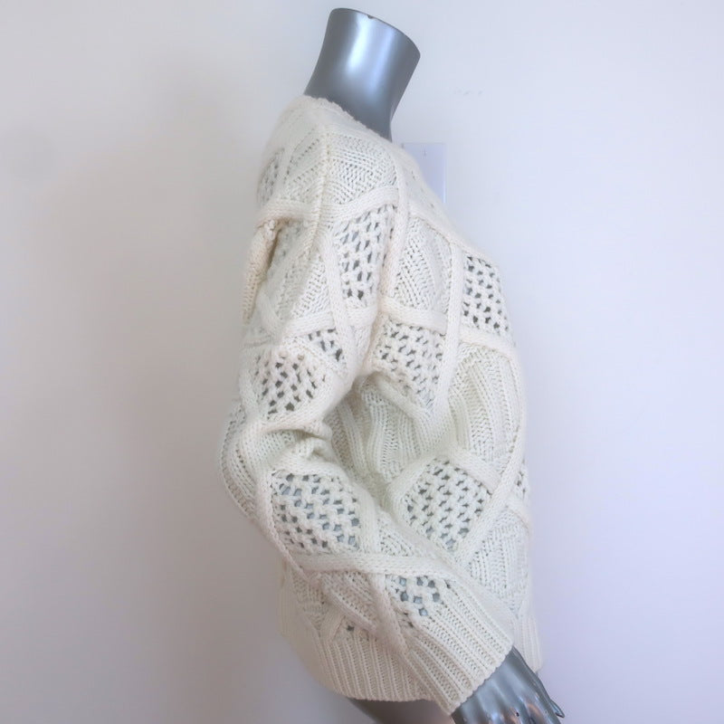 KUJTEN Romelie Mixed Knit Cashmere Crewneck Sweater Ivory Size 2