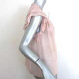 Ulla Johnson Reine Tassel Top Dusty Rose Swiss Dot Size 2 Flutter Sleeve Blouse