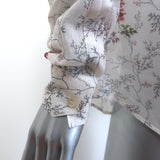Saint Laurent Ruffle Blouse White Floral Print Cotton Size 34 Button-Down Shirt