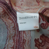 Zimmermann Ring-Embellished Turtleneck Dress Paisley Print Chiffon Size 2