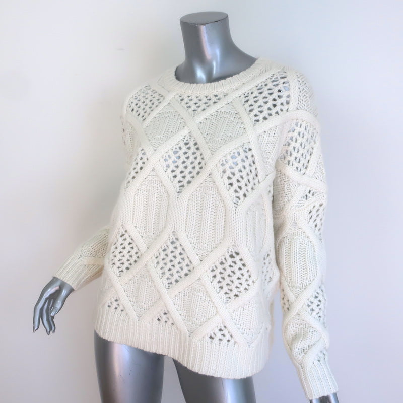 KUJTEN Romelie Mixed Knit Cashmere Crewneck Sweater Ivory Size 2