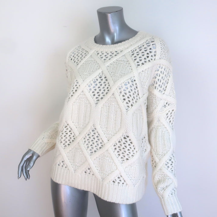 KUJTEN Romelie Mixed Knit Cashmere Crewneck Sweater Ivory Size 2