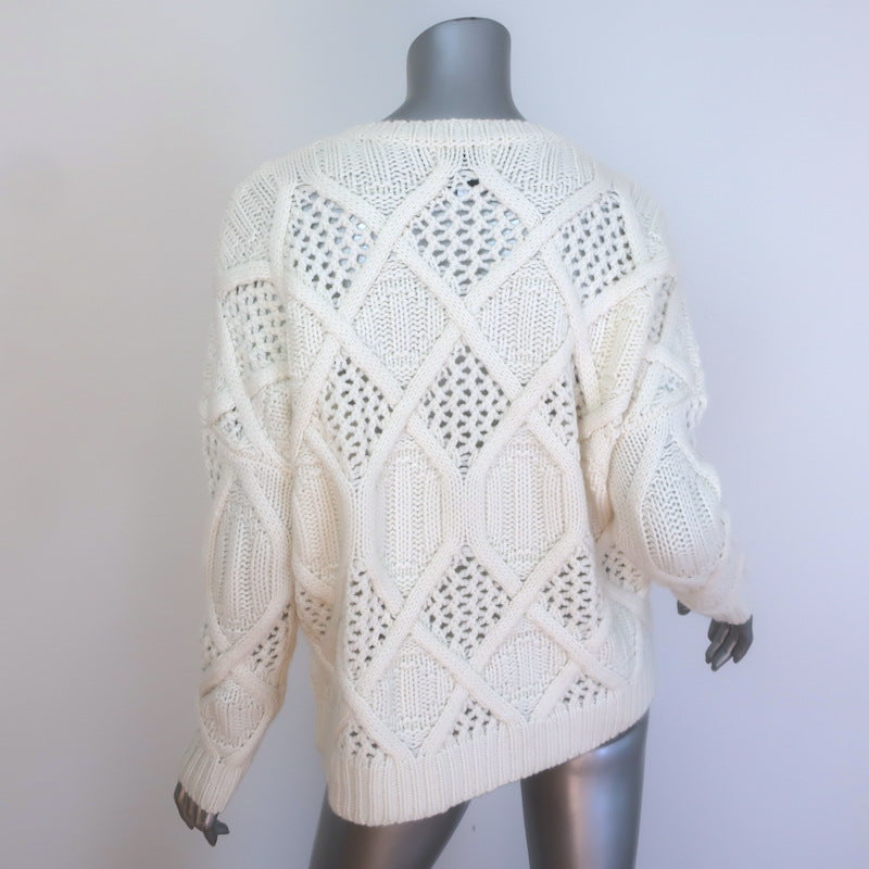 KUJTEN Romelie Mixed Knit Cashmere Crewneck Sweater Ivory Size 2