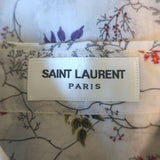 Saint Laurent Ruffle Blouse White Floral Print Cotton Size 34 Button-Down Shirt