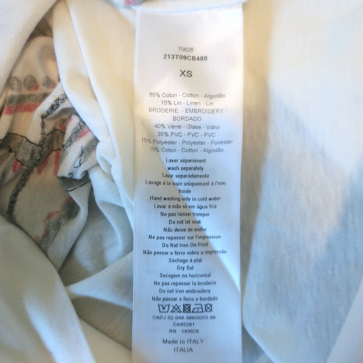 Christian Dior Beaded &amp; Sequin-Embellished T-Shirt White Size Extra Small