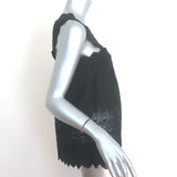 Ulla Johnson Birdie Tank Top Black Floral-Embroidered Cotton Size 4 NEW