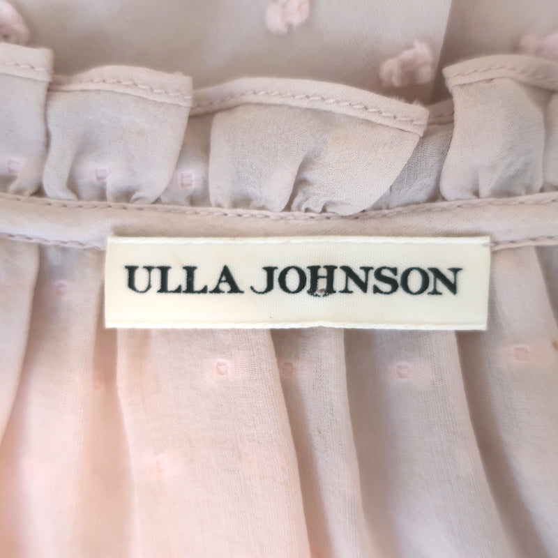 Ulla Johnson Reine Tassel Top Dusty Rose Swiss Dot Size 2 Flutter Sleeve Blouse