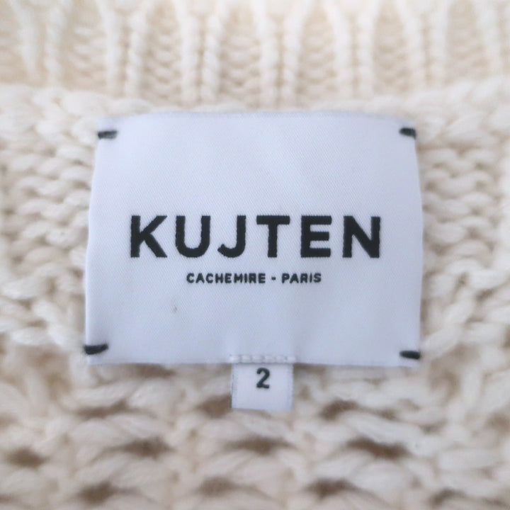 KUJTEN Romelie Mixed Knit Cashmere Crewneck Sweater Ivory Size 2