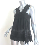 Ulla Johnson Birdie Tank Top Black Floral-Embroidered Cotton Size 4 NEW