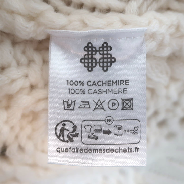 KUJTEN Romelie Mixed Knit Cashmere Crewneck Sweater Ivory Size 2