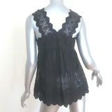 Ulla Johnson Birdie Tank Top Black Floral-Embroidered Cotton Size 4 NEW