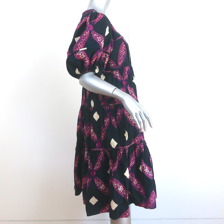 Ulla Johnson Puff Sleeve Tiered Dress Nora Quilted Printed Cotton Size 10