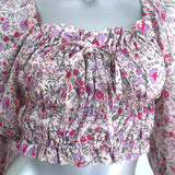 Sabina Musayev Maelys Smocked Top Floral Print Size Small Puff Sleeve Blouse