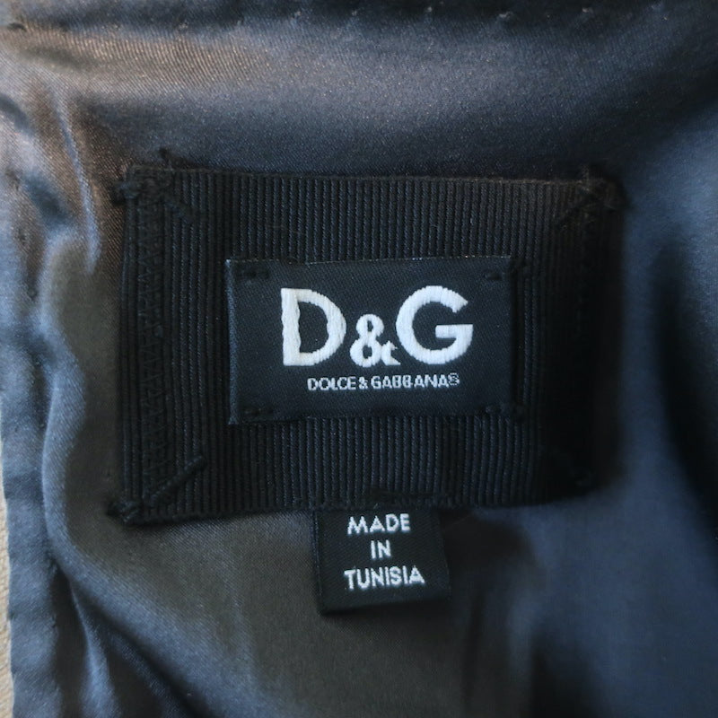 D&amp;G Dolce &amp; Gabbana Sleeveless Ruffle-Back Sheath Dress Gray Wool-Silk Size 44