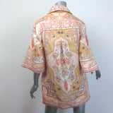 Zimmermann Wylie Tunic Mini Dress Mustard Printed Linen Size 0P NEW