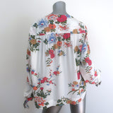 Isabel Marant Ioudy Asymmetric Long Sleeve Top Cream Floral Print Silk Size 36
